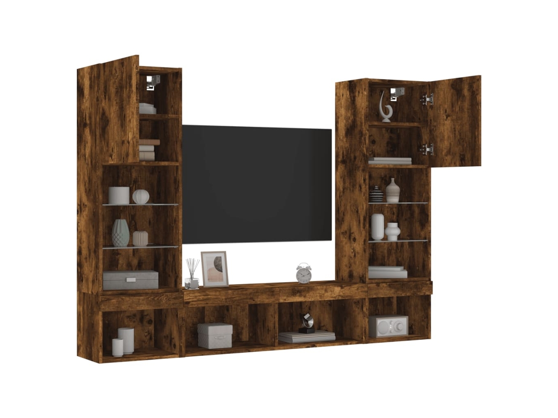 Tv Wall Unit, Tv Wall Units Vidaxl Marrom Madeira Processada (n/a)