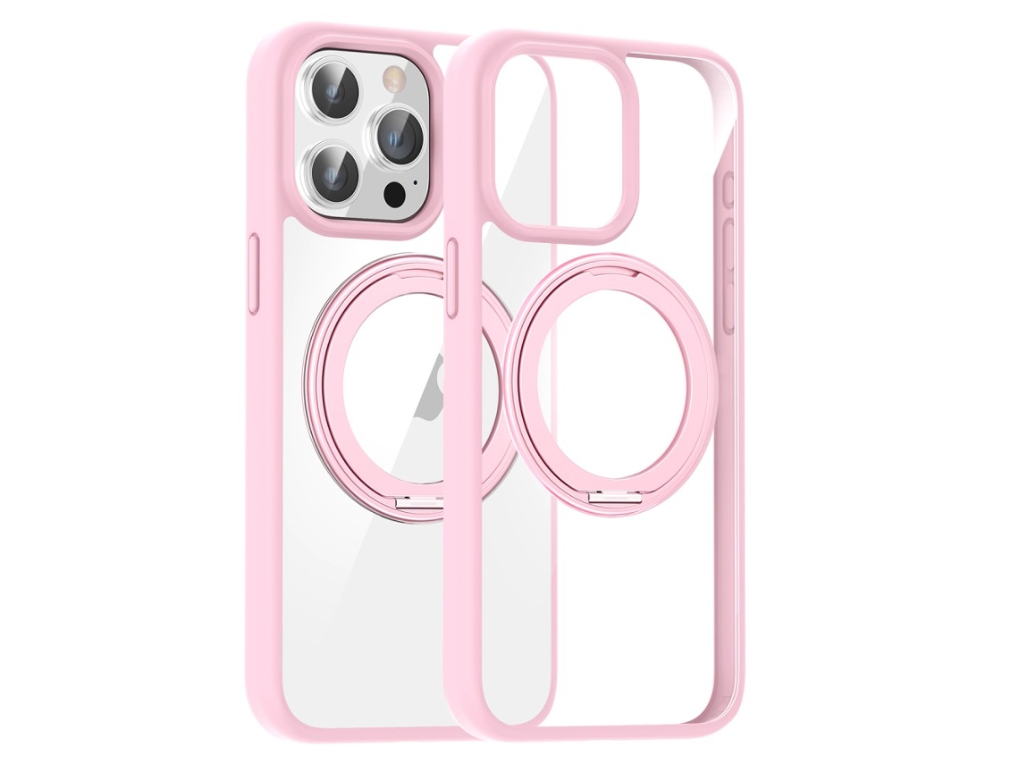 Suporte Casa Magsafe Para Iphone 13 Pro Pele Sintética Rosa