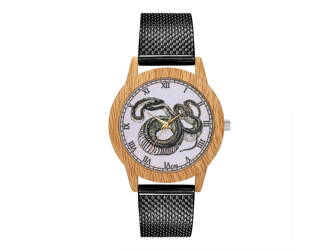 Reloj De Moda Para Hombre Y Mujer Con Correa De Malla Números Romanos Cuarzo Negro