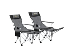 Conjunto de Cadeiras de Campismo Tela Oxford, Metal Cor Gris Y Negro 50-100x82x88 cm Outsunny