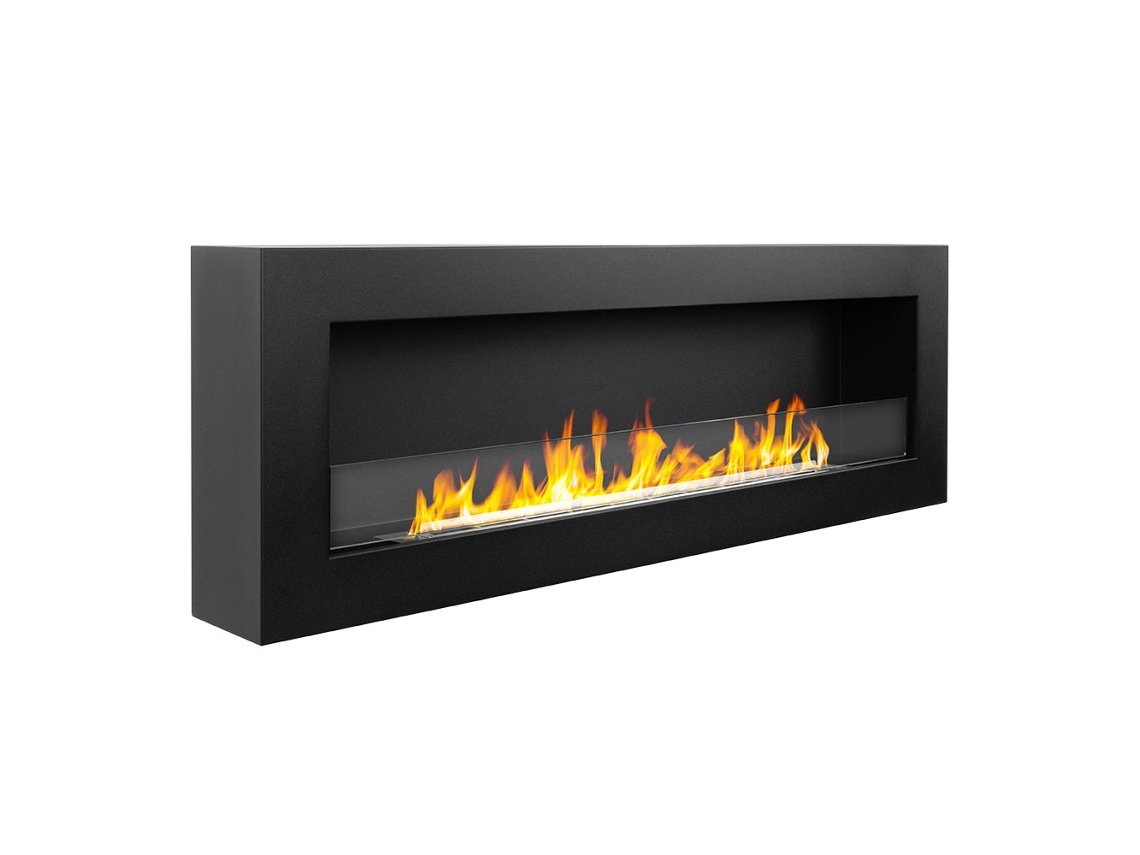 Lareira De Parede A Bioetanol Siena 120 Preta, 120x40