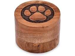 Urna Decorativa em Madeira de Acácia para Cinzas Animais de Estimação, Funerais, 8,9 X 6,3 Cm, Ergonômico, Uso Diário STELASPLEN