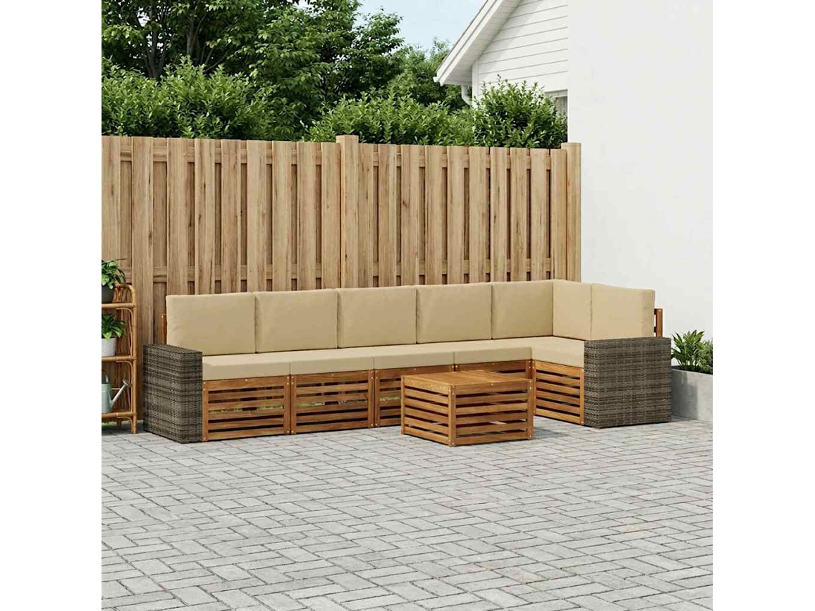 Vidaxl Conjunto De Sofás Para Exterior 7 Unid. Natural E Bege
