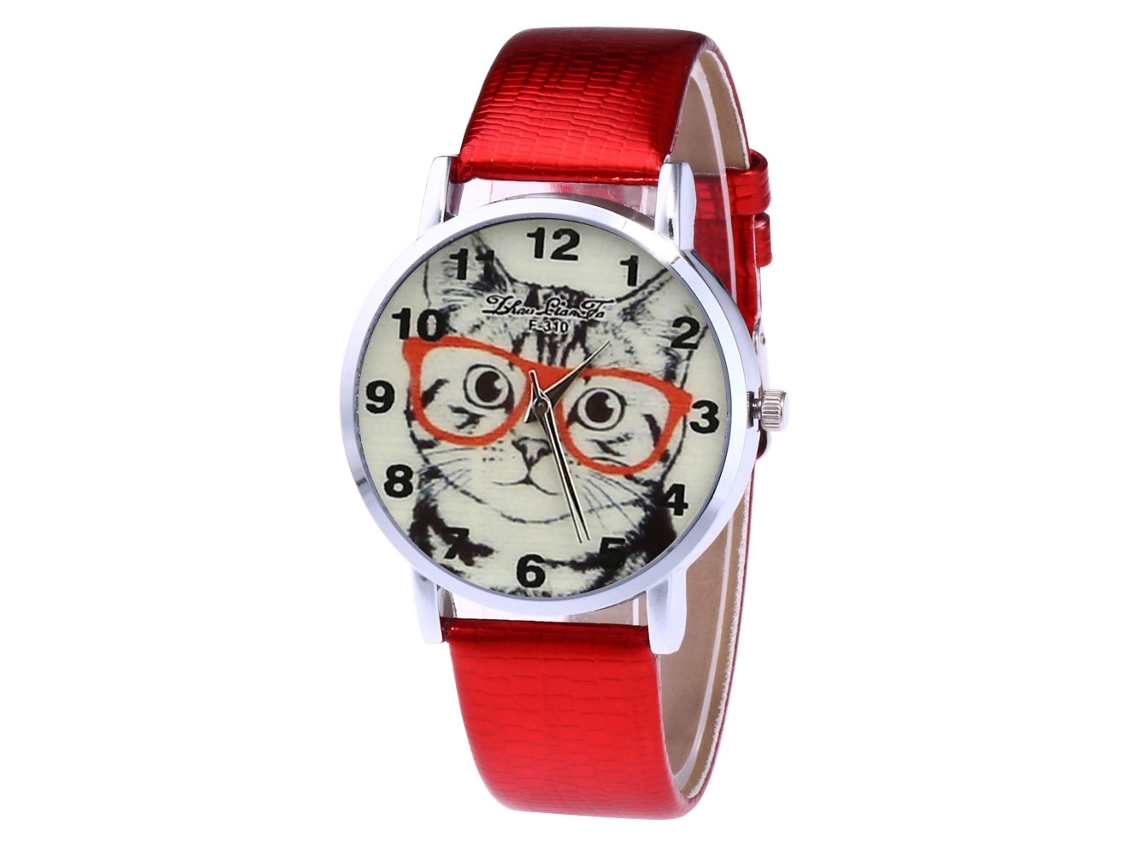 Relógio de Pulso Stylish Quarts para Homens e Mulheres Cor Vermelha