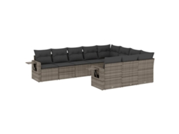 Conjunto de 10 Sofás de Jardim com Almofadões Vime Pe Cinzento MAISON EXCLUSIVE