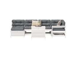 Pcs Conjunto De Sofás Para Jardim Pinho Maciço Branco Dkd Home Decor