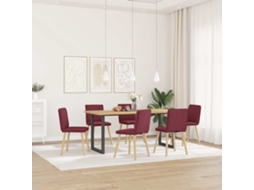Vidaxl Cadeiras De Jantar 6 Pcs Tecido Vermelho-tinto