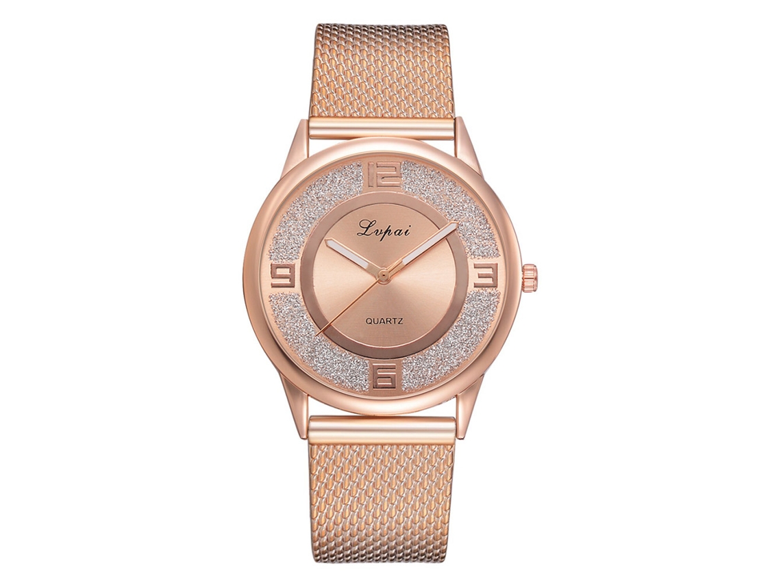 Relógio de Pulso Feminino de Quartzo com Pulseira de Silicone Estilo Moderno (ouro Rosa)