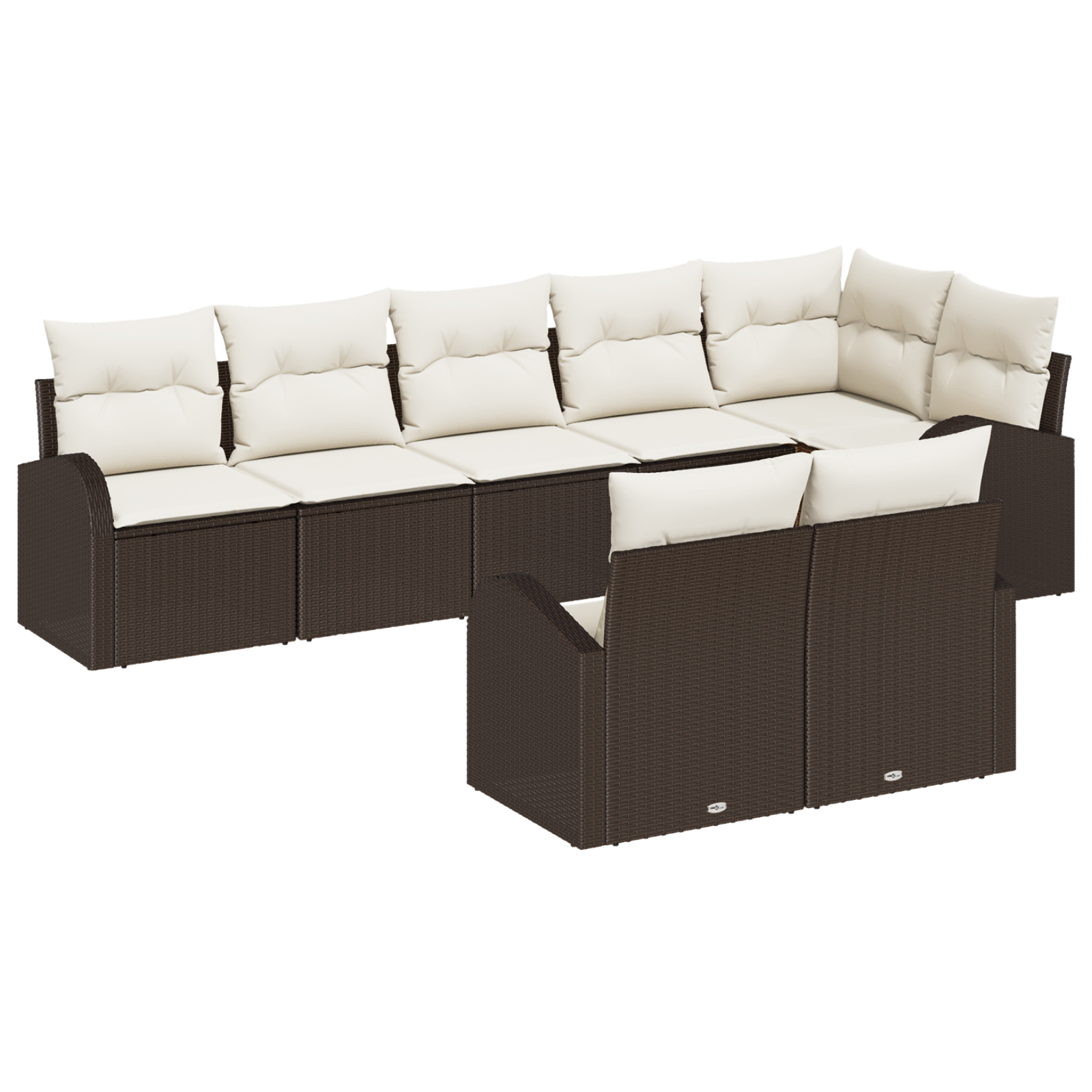 Conjunto 8 Sofá De Jardim Vidaxl Castanho Vime Pe (55 X 55 X 37 Cm)