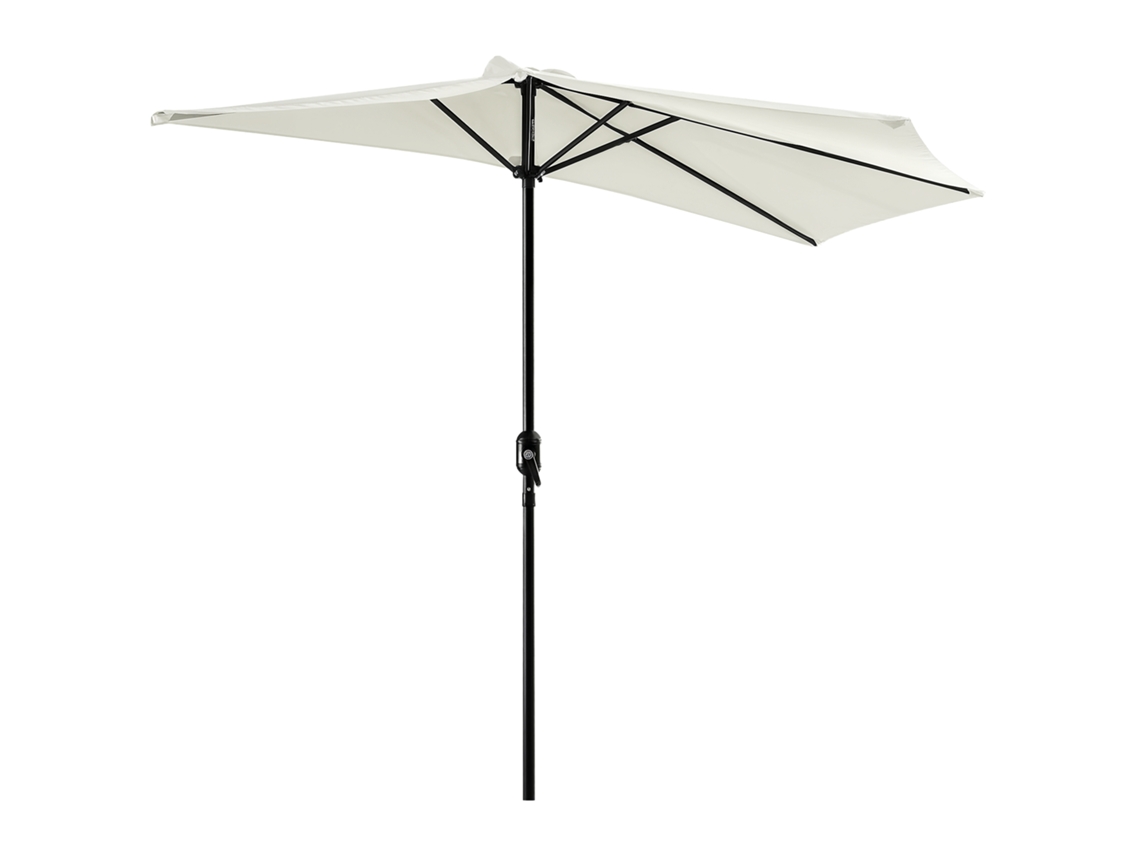 Meio Guarda-sol De Varanda Ø 2,7 M Com 5 Hastes Metálicas, Poliéster Creme.