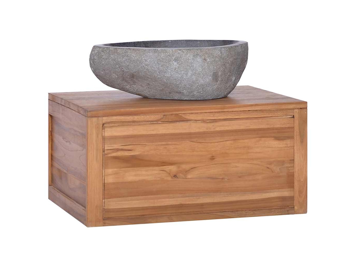 Vidaxl Armário De Parede P/ Casa De Banho 60x45x30 Cm Teca Maciça