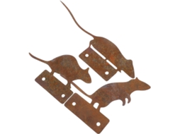Estátua de Rato Rústica de Metal Inoomp para Decoração de Parede Externa, para Jardim, Quintal e Terraço. Possui CHABERLU
