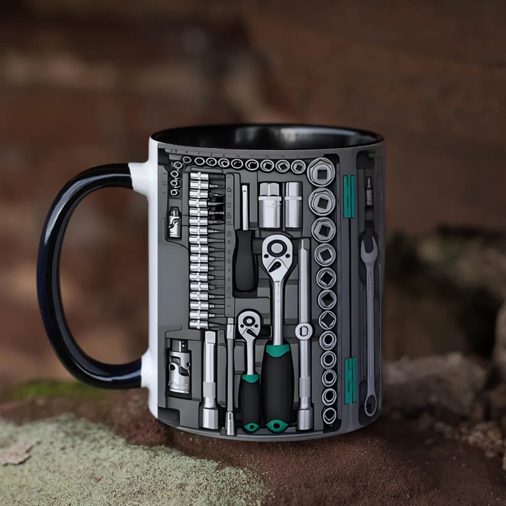 Caneca de Cerâmica Masculina em Formato de Caixa de Ferramentas, Ideal para Café e Chá com Leite (3d) MDUG (estilo 1 330ml)