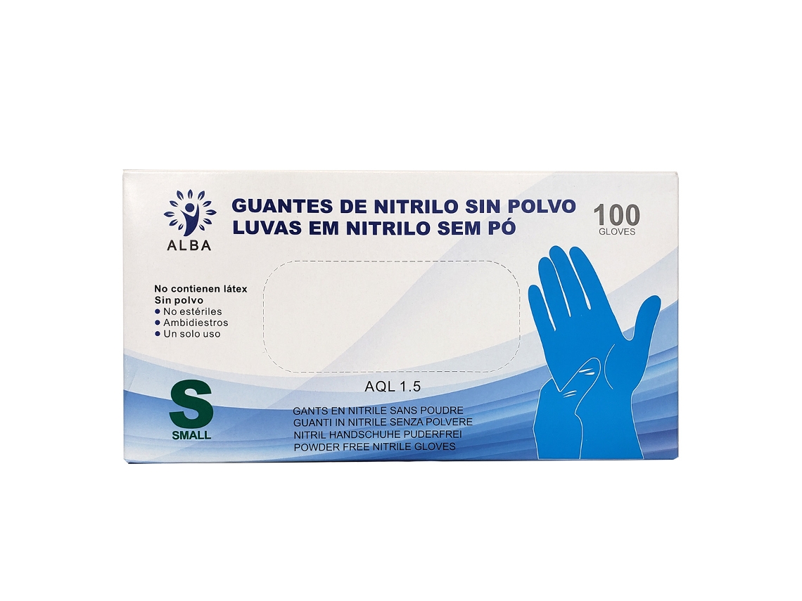 Luvas De Nitrila Sem Pó 100 Un. Tamanho S Azul