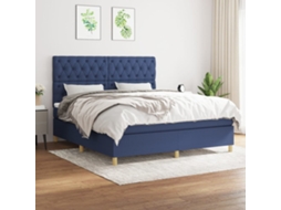 Vidaxl Cama Com Molas/colchão 160x200 Cm Tecido Azul