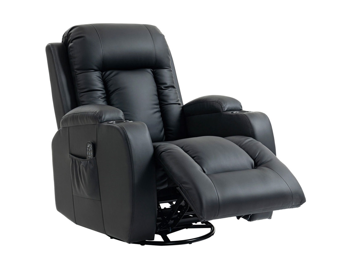 Poltrona De Massagem Reclinável Até 145° Com 8 Pontos De Massagem Por Vibração Função De Aquecimento 82x99x103 Cm Preto