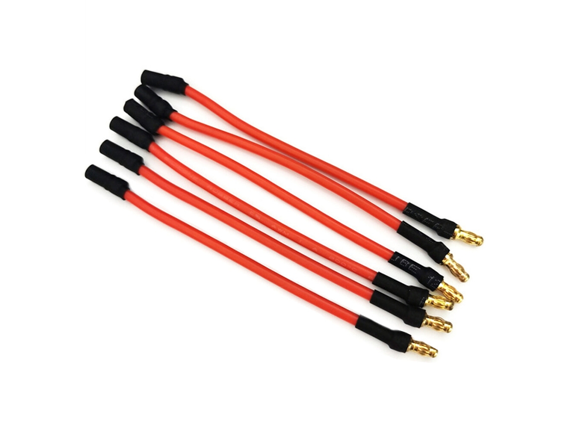 Cabo Extensão Esc Motor Rc Preto 10cm 6pcs 10cm/25cm com Cabo Silicone 16awg e Conector Banana 3,5mm Drones, Carros e Brinquedos Rc MDUG