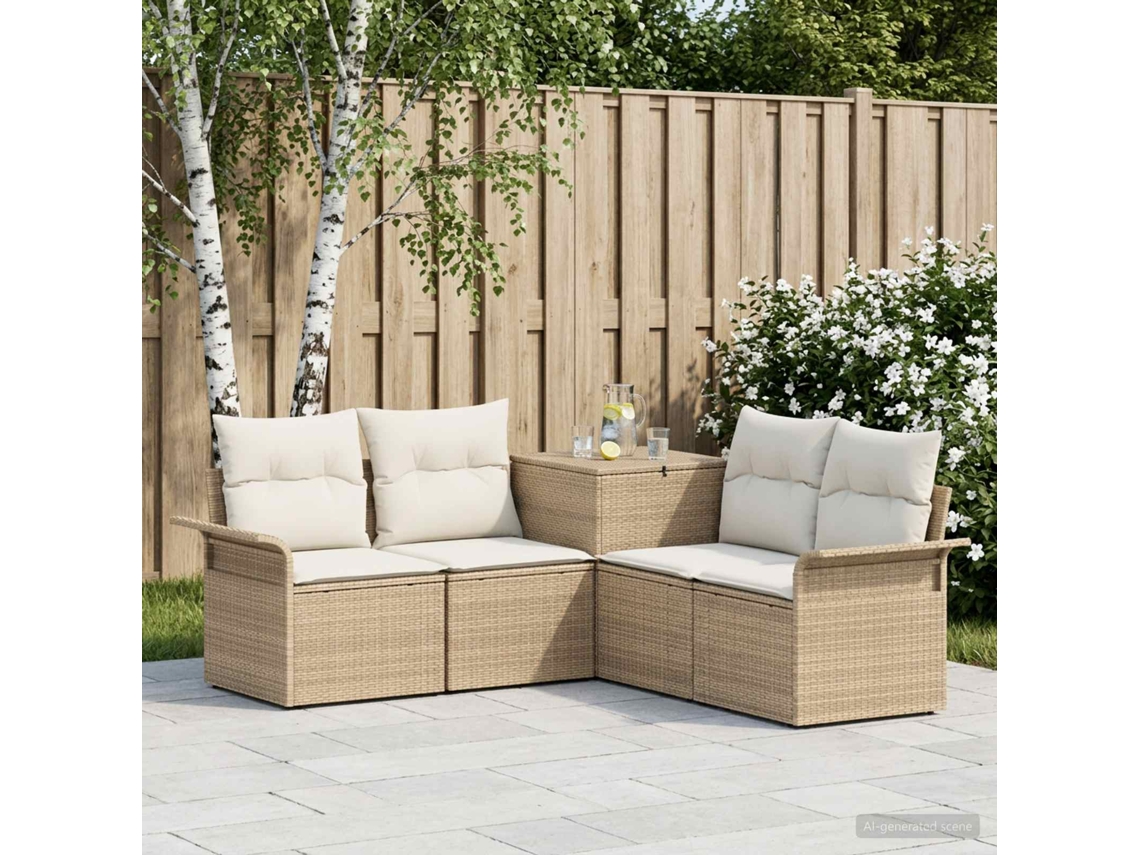 Vidaxl Conjunto De Sofás 5 Unid. Bege E Branco Creme