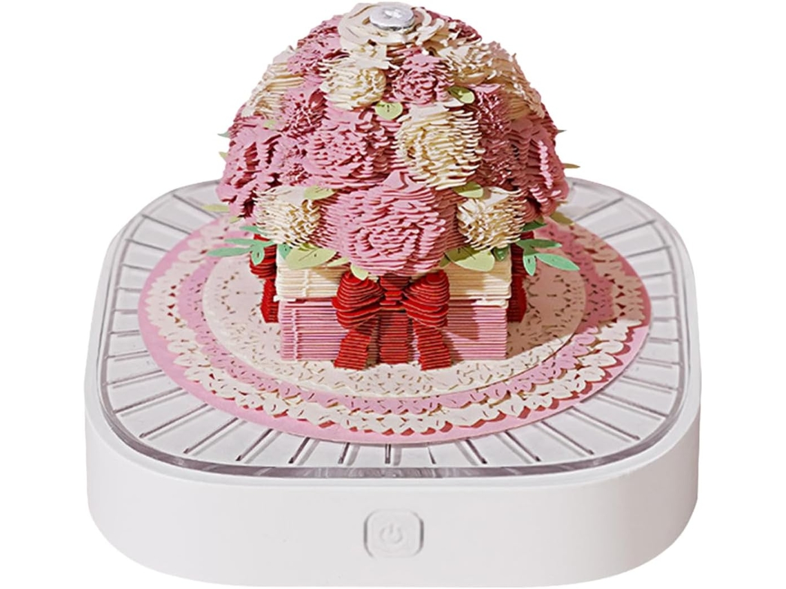 Calendário de mesa 3D de papel removível rosa para escritório