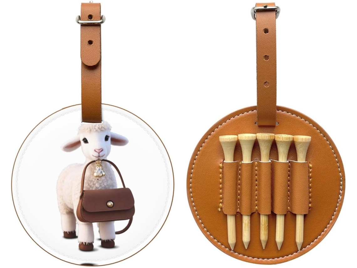Linda Bolsa para Tees de Golfe em Pele de Cordeiro Preta Fácil de Transportar e Mais Eficiente para Jogar Go