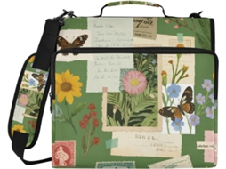 Pacote com 3 Argolas com Estampa Floral Verde, 1, 5 Polegadas, Sacos Extras e Alça, Grande Capacidade, Saco