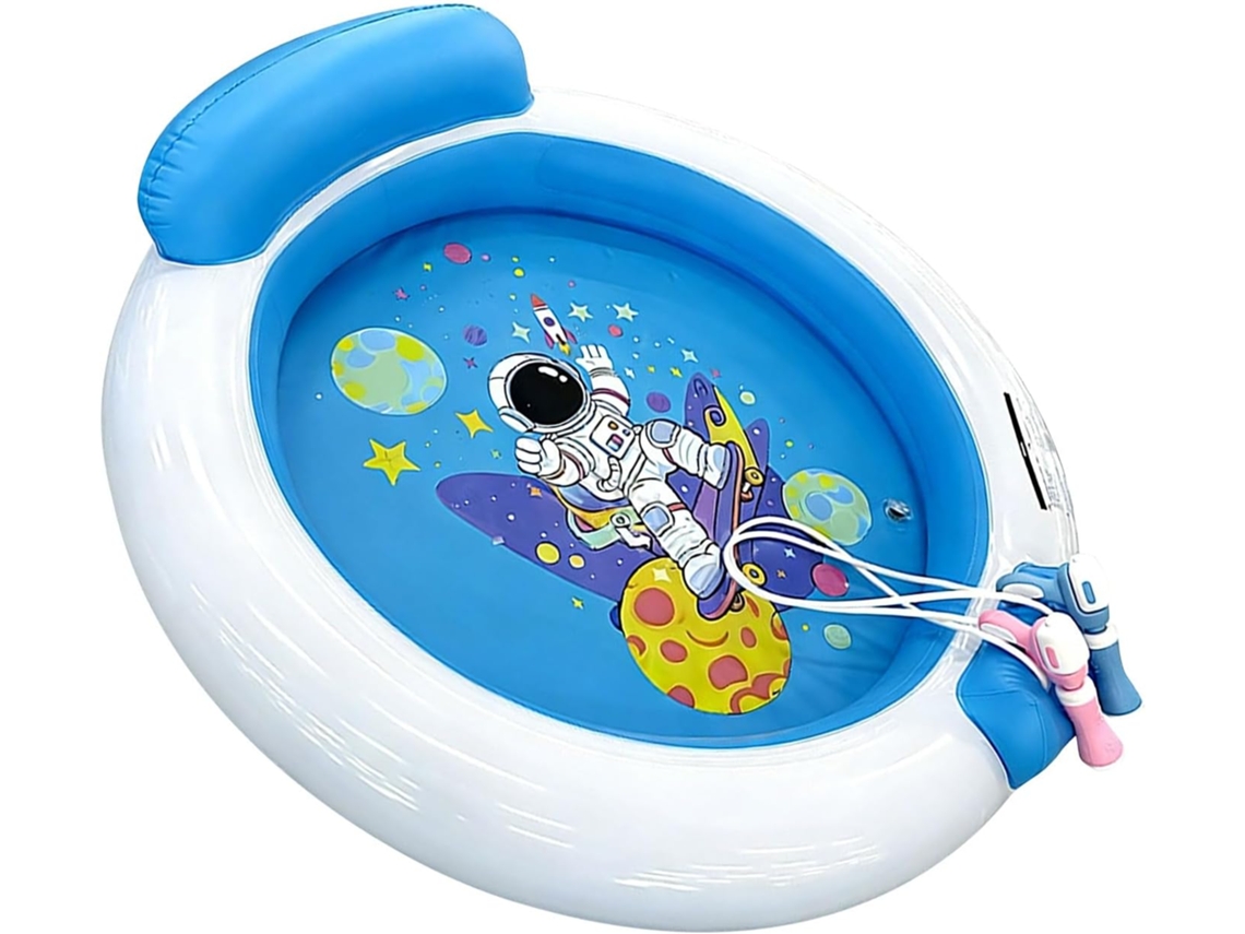 Piscina Inflável Fomiyes com 3 anéis, rosa, estampa xadrez CHABERLU