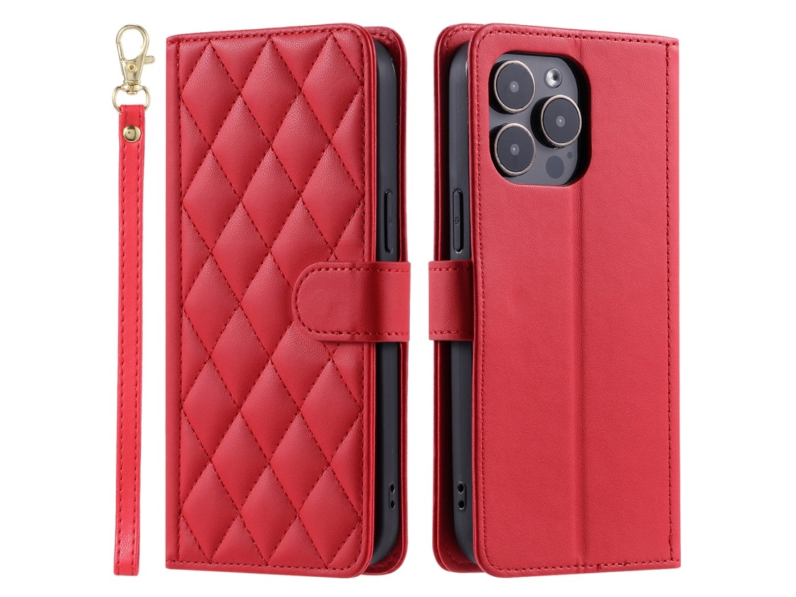 Capa Para Iphone 14 Pro Max Pele Sintética Vermelho
