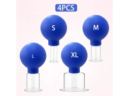 Ventosas de Massagem de Borracha, Efeito Lifting Facial a Vácuo, Tamanhos P, M e Gg MDUG (azul, Conjunto de 4 Peças)