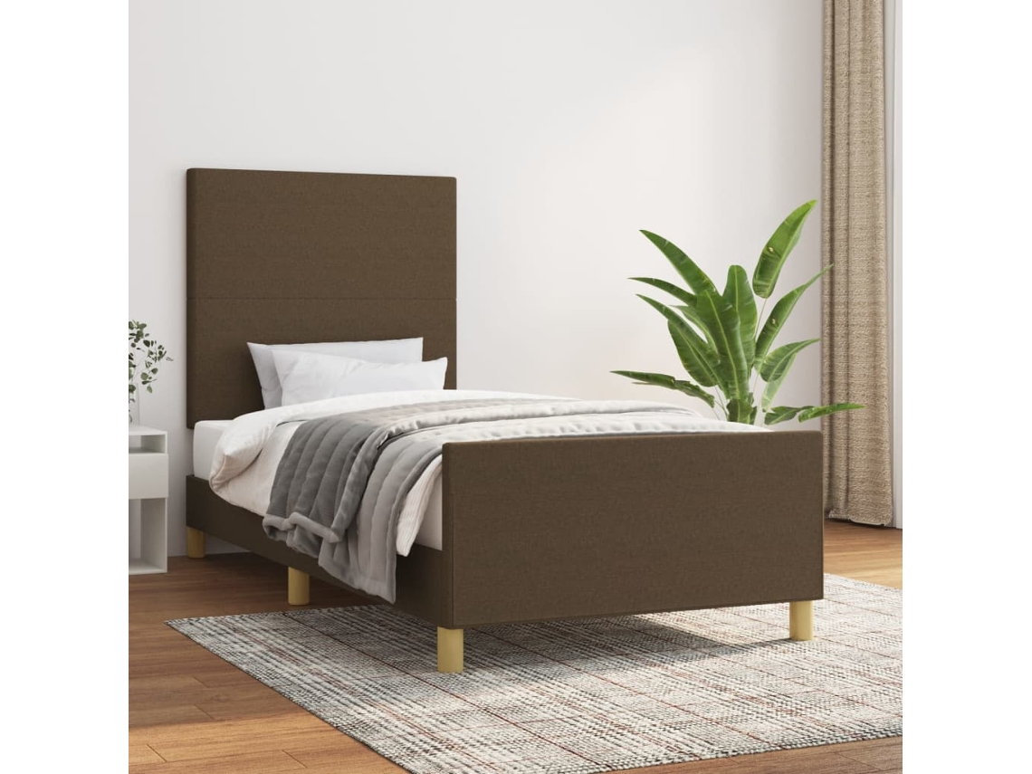 Vidaxl Estrutura De Cama Sem Colchão 90x200 Cm Tecido Castanho-escuro