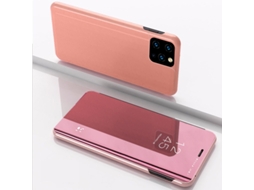 Capa Para Iphone 17 Em Couro Rosa Dourado Com Efeito Flip, Espelho E Revestimento Eletroplástico, Com Suporte 3d.