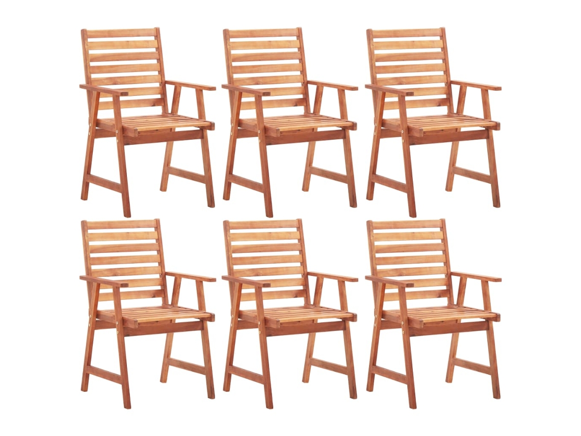 Cadeiras Jantar P/ Jardim 6 Pcs Madeira De Acácia Maciça Dkd Home Decor