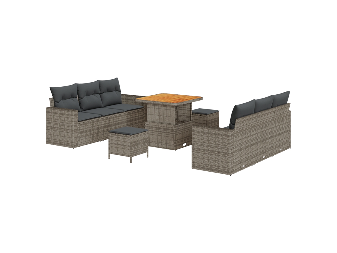 Conjunto 9 Conjunto De Sofá Modular Vidaxl Cinzento Vime Pe (80 X 80 X 71 Cm)