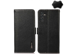 Capa De Celular Khazneh Com Revestimento Lateral Magnético E Rfid Em Couro De Lichia Para Samsung Galaxy A13 5g