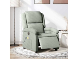 Vidaxl Poltrona De Massagens Reclinável Elétrica Veludo Cinzento-claro