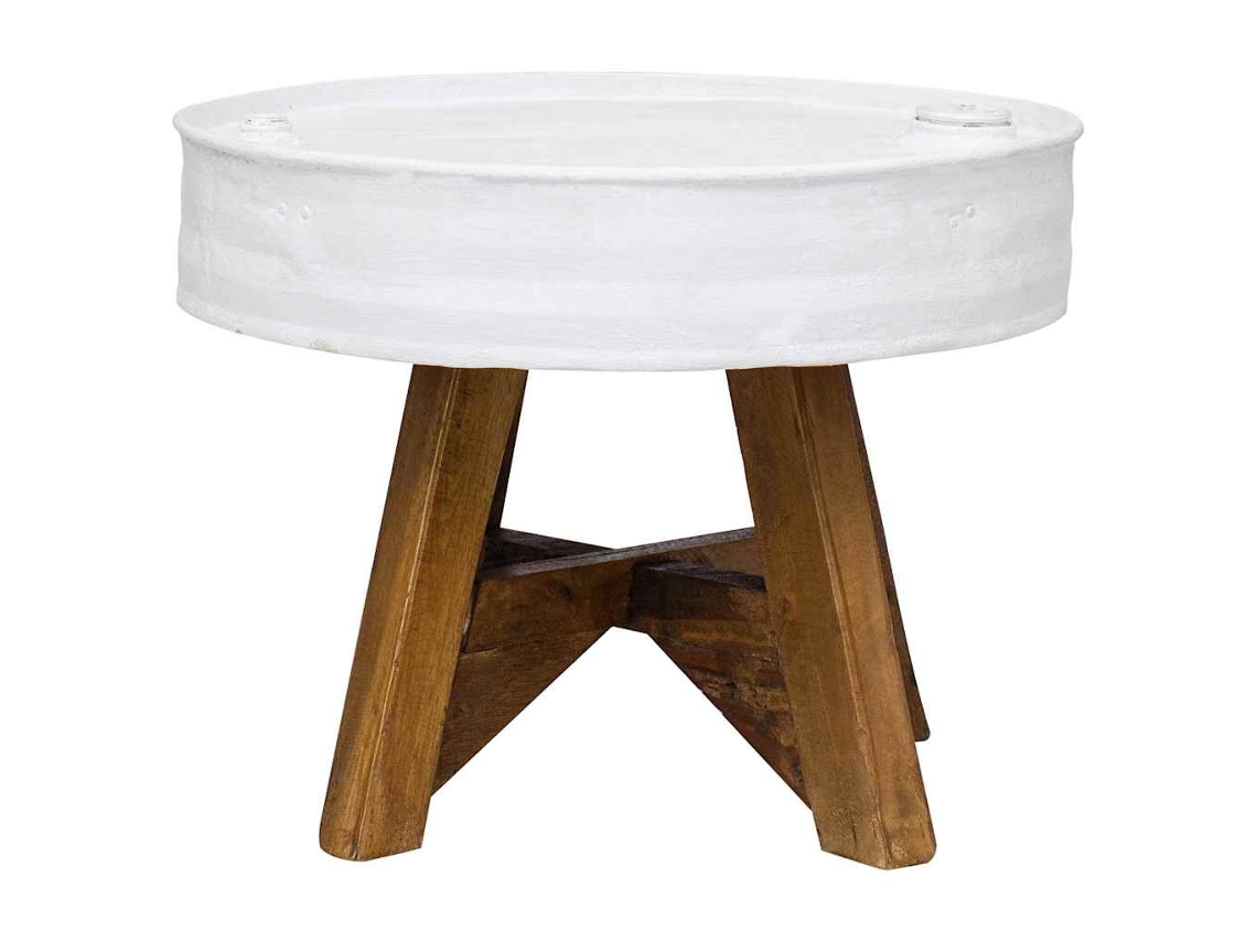 Mesa de Centro HARLANV1 com madeira recuperada branca (60x45 cm)