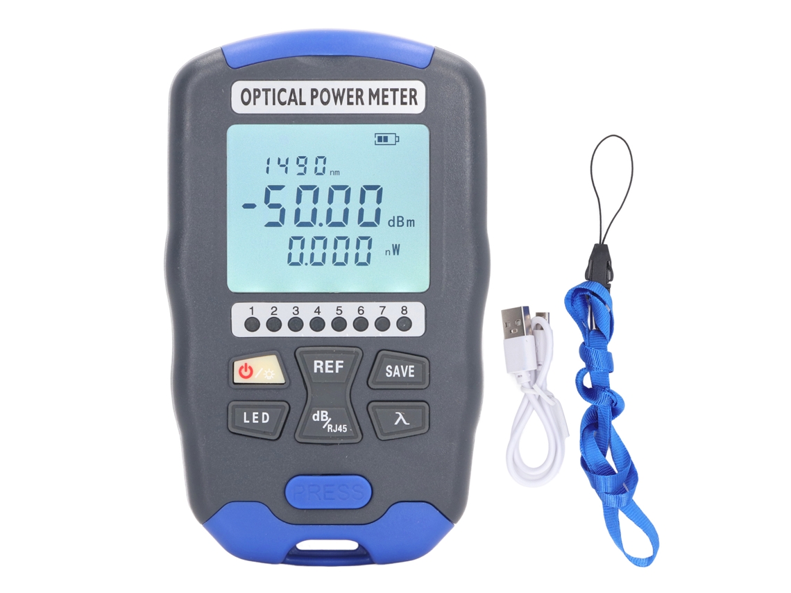 Medidor de potência óptica mini YURU com LED, interface universal e alcance de 10km