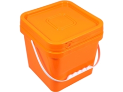 Balde Portátil De 5 Litros De Tinta Laranja Com Tampa De Plástico E Acabamento Impecável.