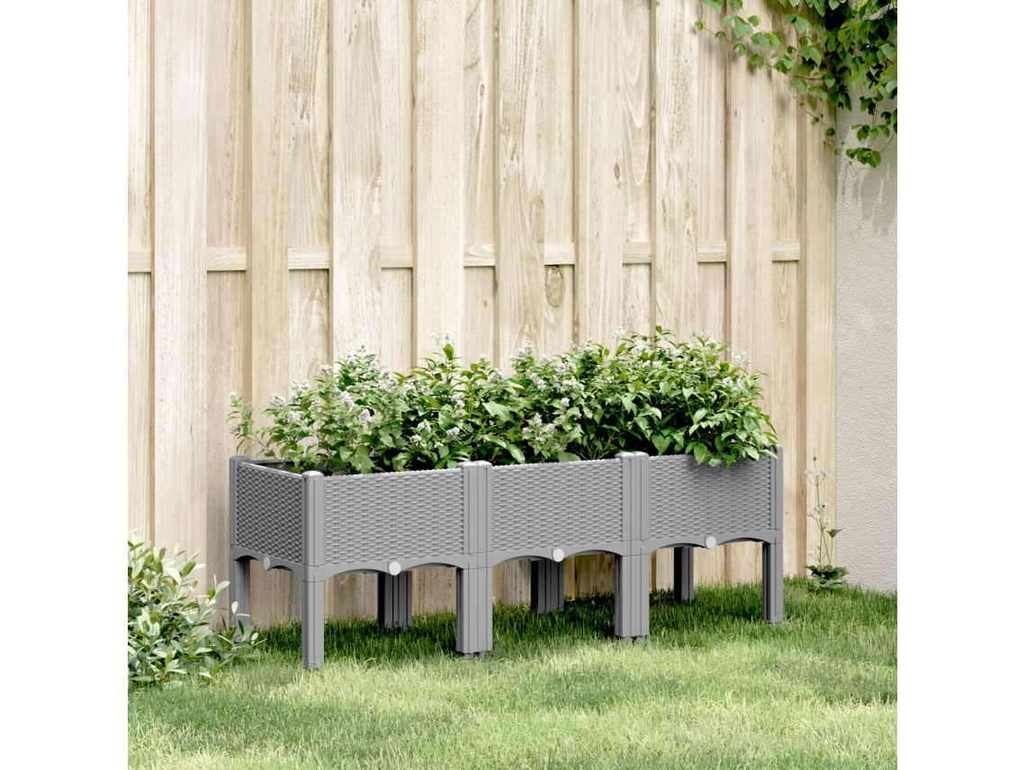 Vidaxl Vaso/floreira De Jardim C/ Pernas 120x40x42cm Pp Cinzento-claro