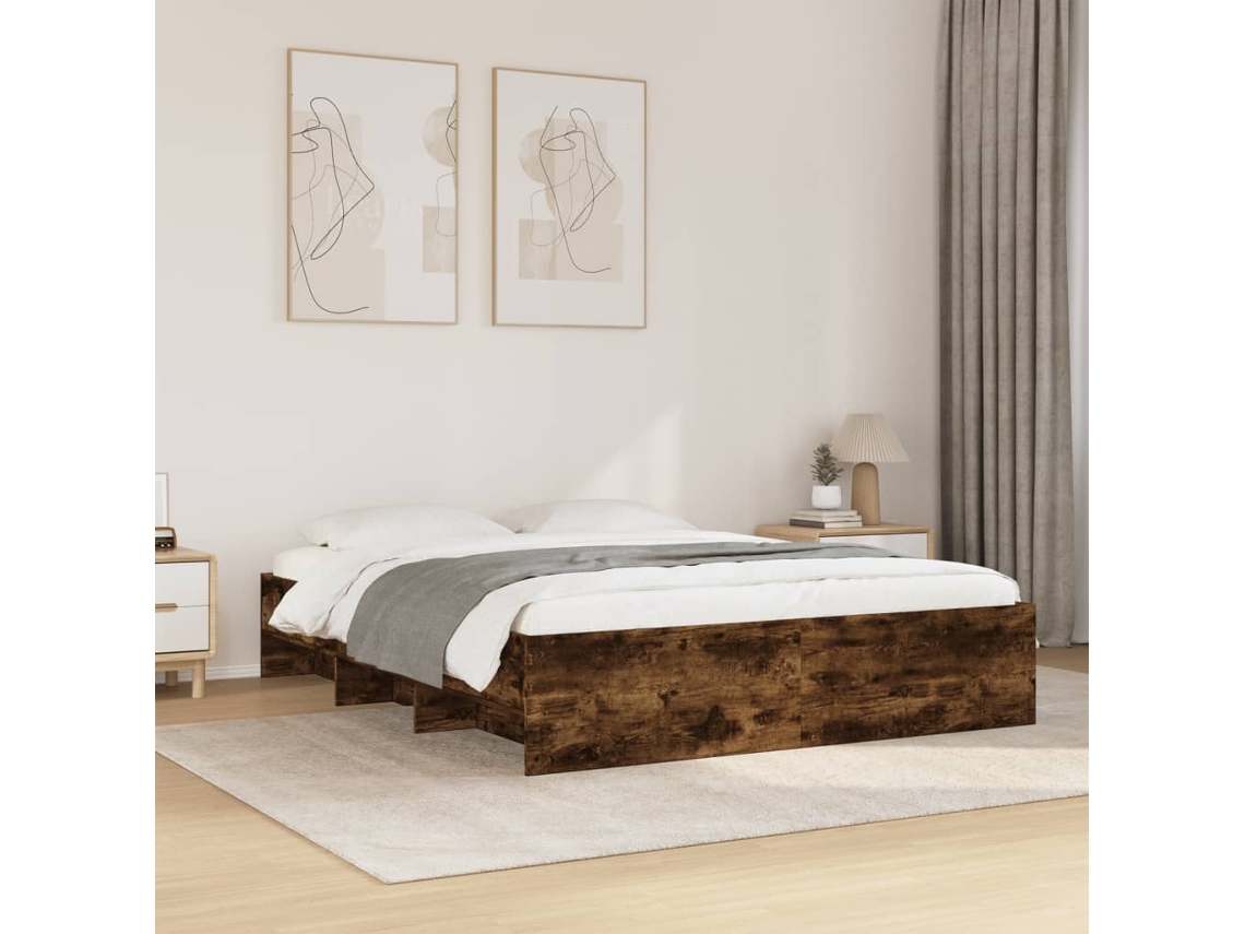 Vidaxl Estrutura De Cama Sem Colchão 160x200 Cm Carvalho Fumado