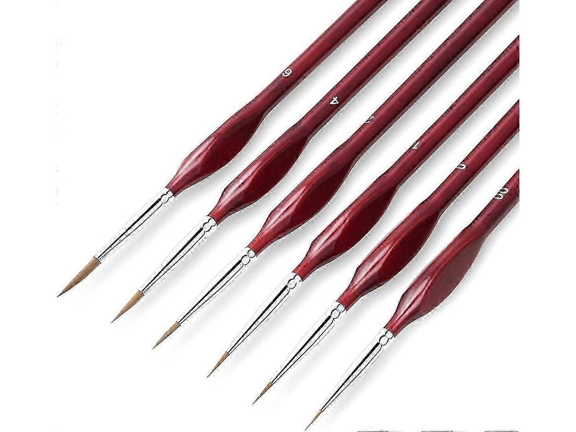 Conjunto De 6 Pincéis Miniatura De Detalhes Finos Para Artistas, Linhas Finas Para Aquarela, Acrílico E Pintura A Óleo Detalhada. Everley891
