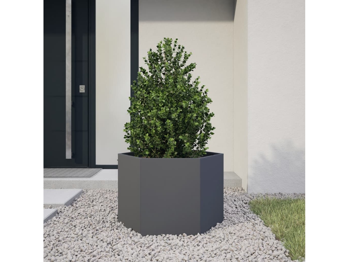 Vidaxl Vaso/floreira De Jardim Hexagonal 69x60x45 Cm Aço Antracite