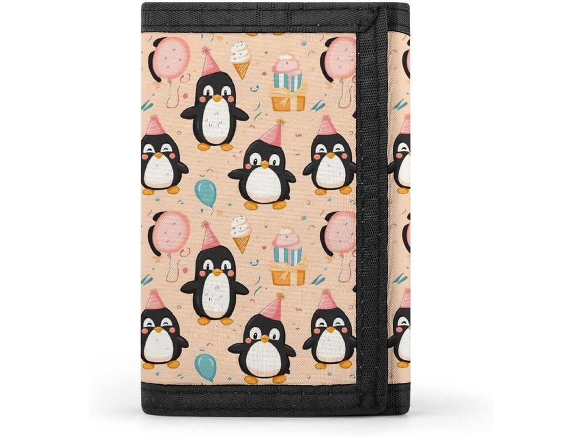 Carteira Masculina Dobrável com Estampa Pinguim Fofa Viagens Escritório | S/MARCA