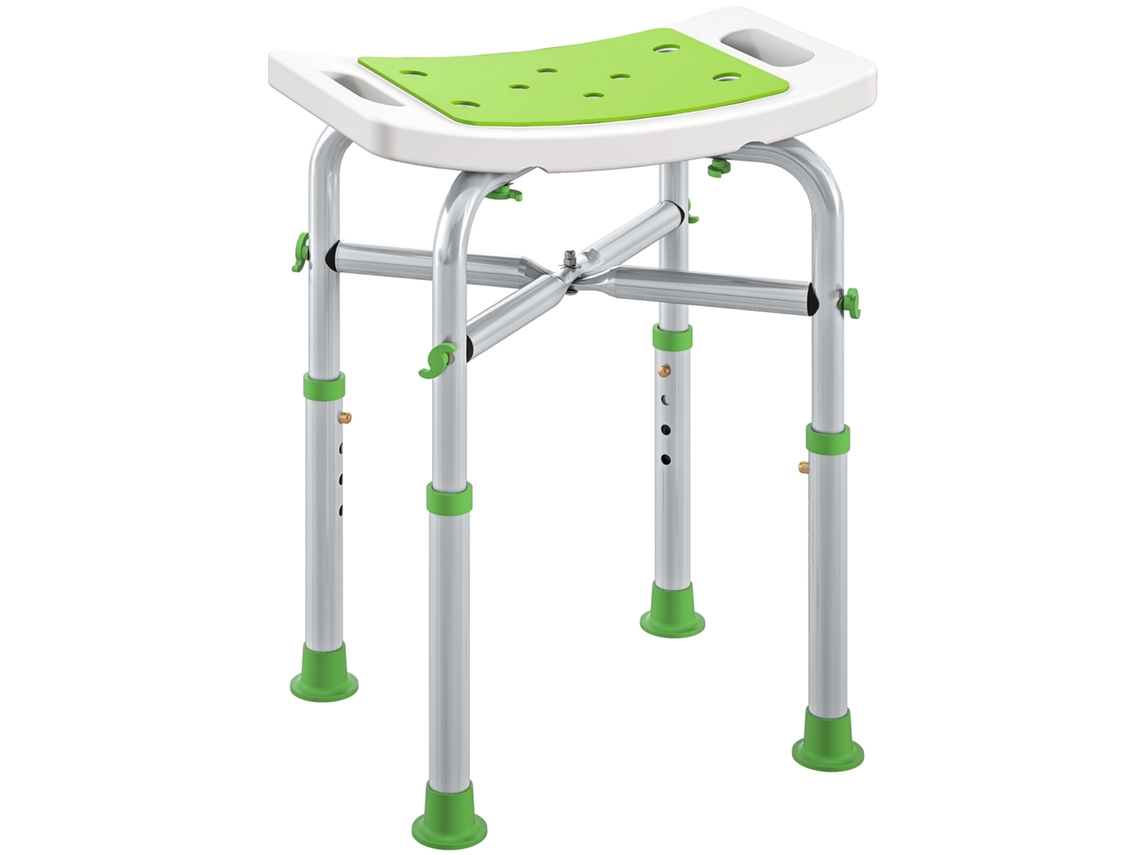Banqueta/cadeira de Banho Assento Acolchoado e Ajustável, Pés com Ventosas Antiderrapantes, Alumínio Verde TOPBRICO