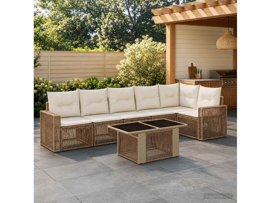 Vidaxl Conjunto De Sofá De Jardim 7 Unid. 6-número De Lugares