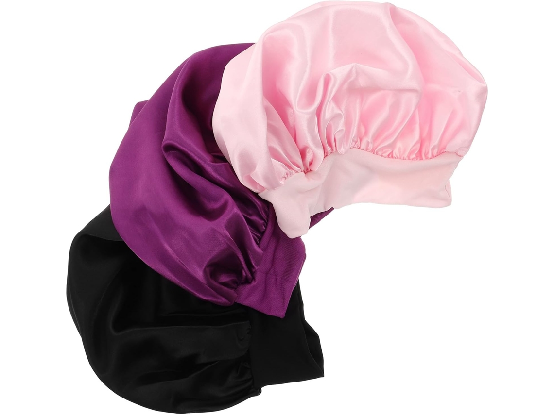 Conjunto De Touca De Dormir De Cetim De 3 Peças Com Faixa Elástica