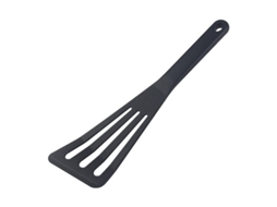 Espátula de silicone para superfícies antiaderentes, espátula Furada com cabo resistente ao calor para cozinhar, preta.