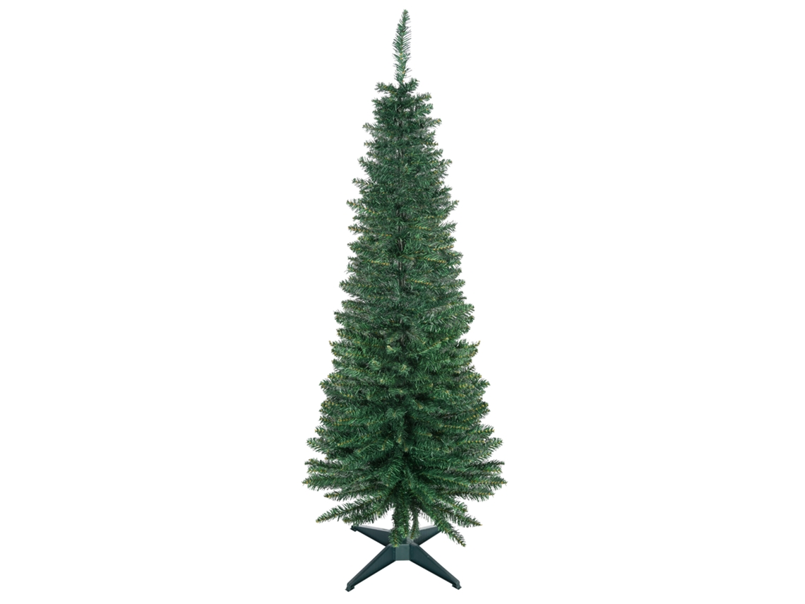 Árvore de Natal Artificial Estreita de com Galhos Realistas Acabamento Verde Tradicional. Modelo Alto e Fino Dimensões: 150 Cm