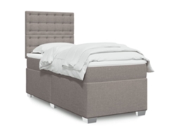 Vidaxl Cama Com Molas/colchão 90x190 Cm Tecido Castanho-acinzentado