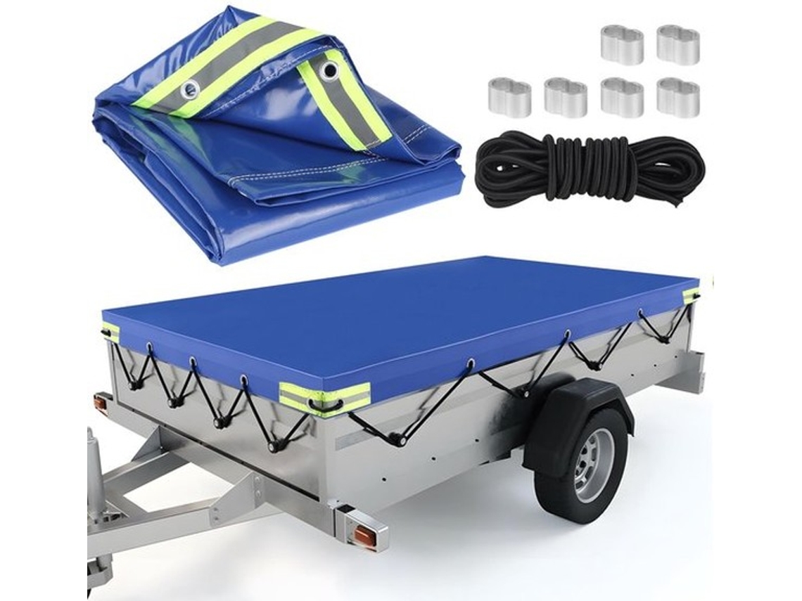 Afdekzeil Waterdicht - Aanhangwagenzeil 140 X 115 Cm - Randen Versterkt - 8 M Bungeetouw - Scheurvast - Draaglast 350/750 Kg - Aanhangerzeil