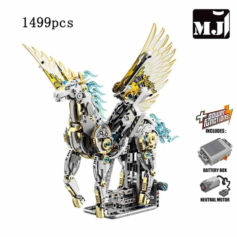 Conjunto De Blocos De Construção De Unicórnio Mecânico (elétrico) Com 1499 Peças